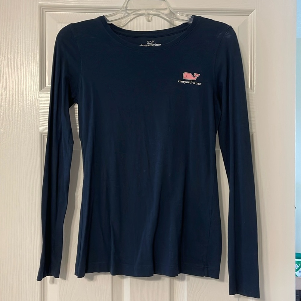 Women’s Original Navy Vineyard Vines Whale Long Sleeve T Shirt